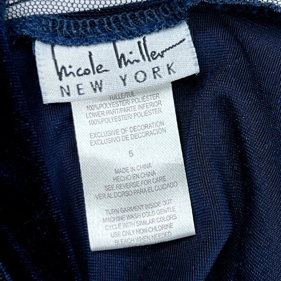 Nicole Miller Girls' Navy Velvet Sparkle and Tiered Tule Ruffles Dress Size 5 - Picture 5 of 7